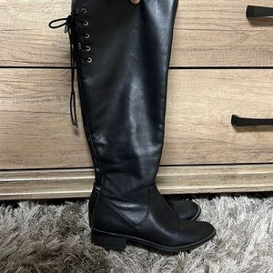 AlDO Black tall lace up boots